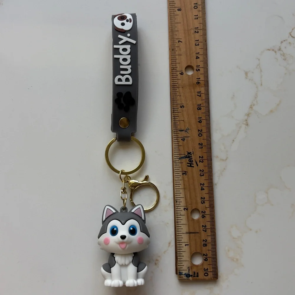 Buddy Gray Husky Keychain Charm for kids backpack, lunchbox, keys
